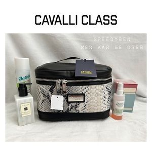 NWT Cavalli Snakeskin-Print Cosmetic Bag